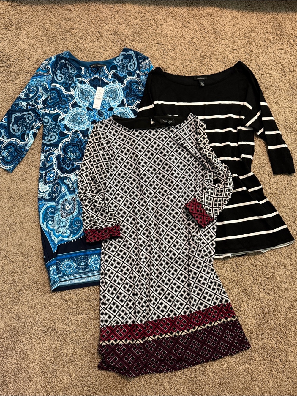 White House Black Market Mixed Skirt/Top Bundle - Black & Blue Patterns